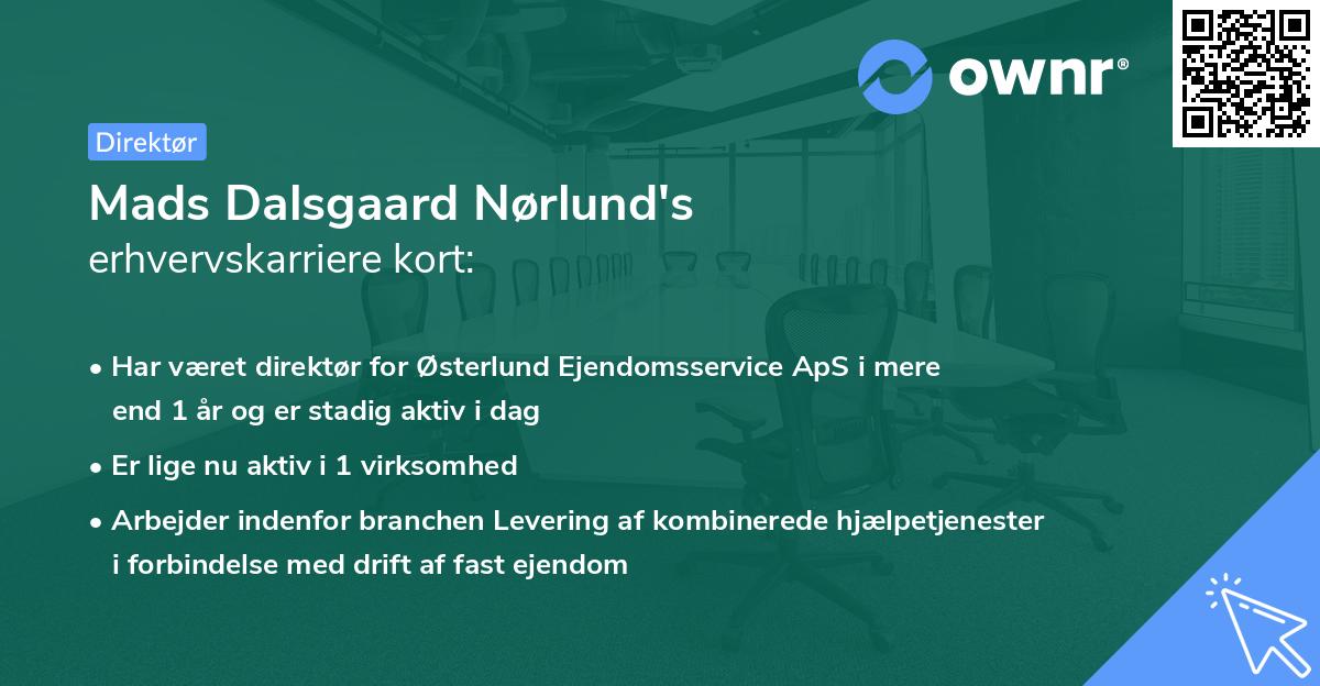 Mads Dalsgaard Nørlund's erhvervskarriere kort