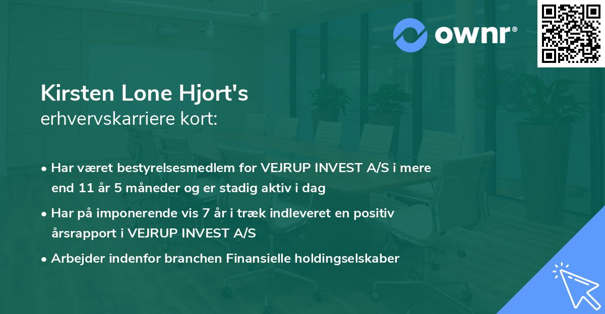 Kirsten Lone Hjort's erhvervskarriere kort