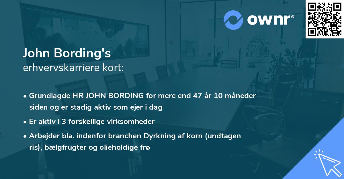 John Bording's erhvervskarriere kort