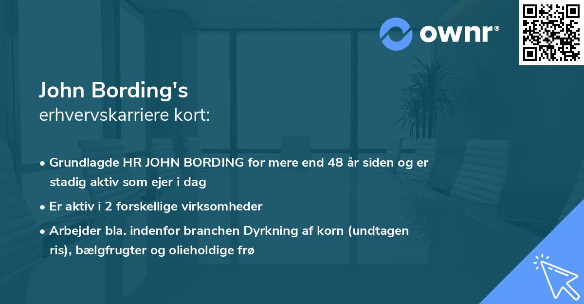 John Bording's erhvervskarriere kort