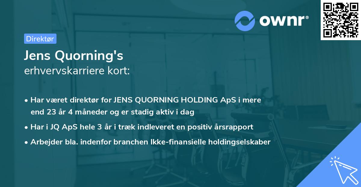 Jens Quorning's erhvervskarriere kort