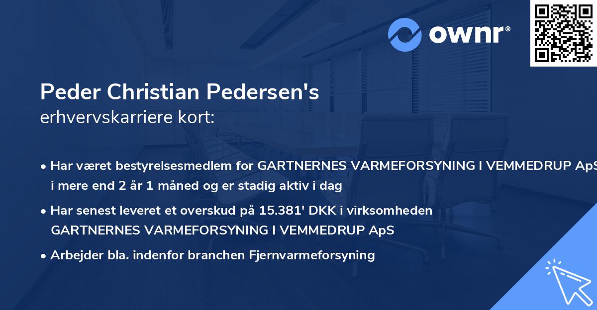 Peder Christian Pedersen's erhvervskarriere kort