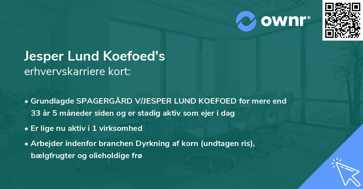 Jesper Lund Koefoed's erhvervskarriere kort