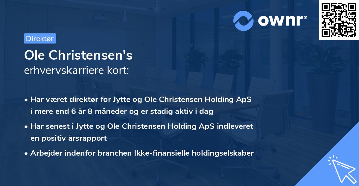 Ole Christensen's erhvervskarriere kort