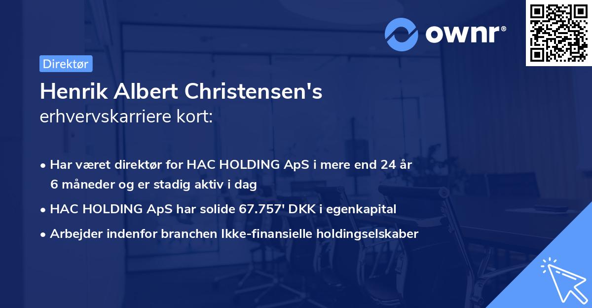Henrik Albert Christensen's erhvervskarriere kort