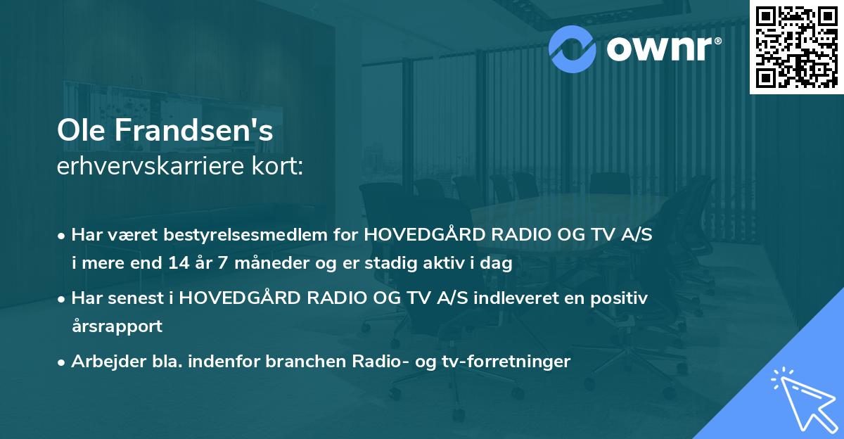 Ole Frandsen's erhvervskarriere kort