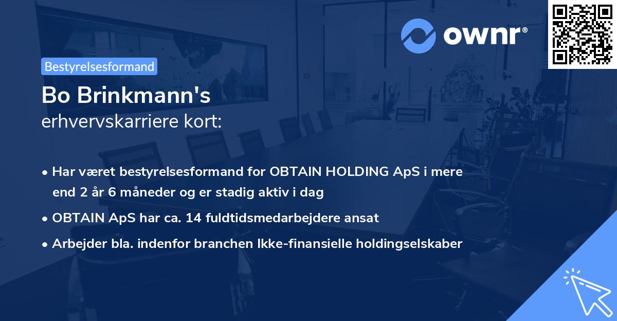 Bo Brinkmann's erhvervskarriere kort