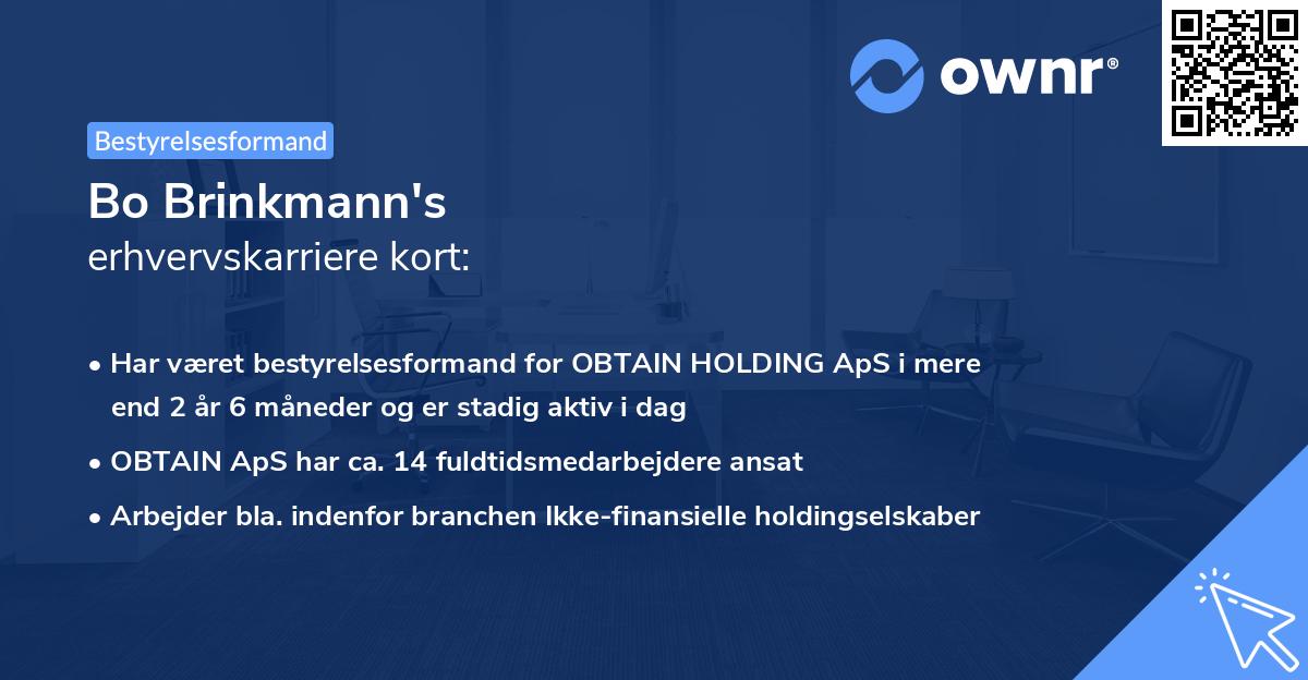 Bo Brinkmann's erhvervskarriere kort
