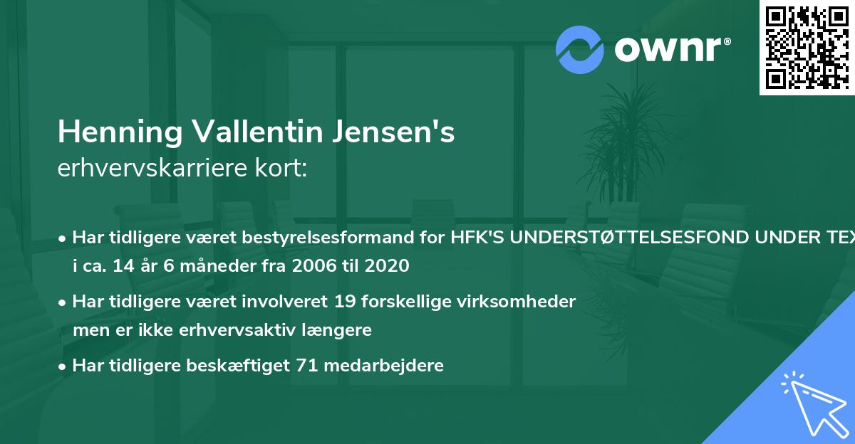 Henning Vallentin Jensen's erhvervskarriere kort