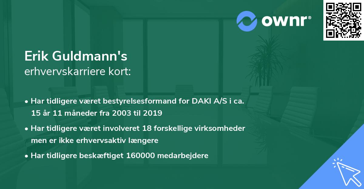 Erik Guldmann's erhvervskarriere kort