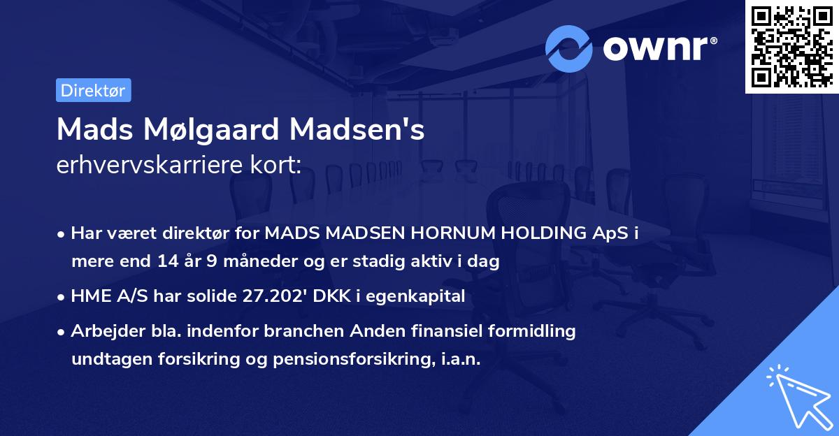 Mads Mølgaard Madsen's erhvervskarriere kort