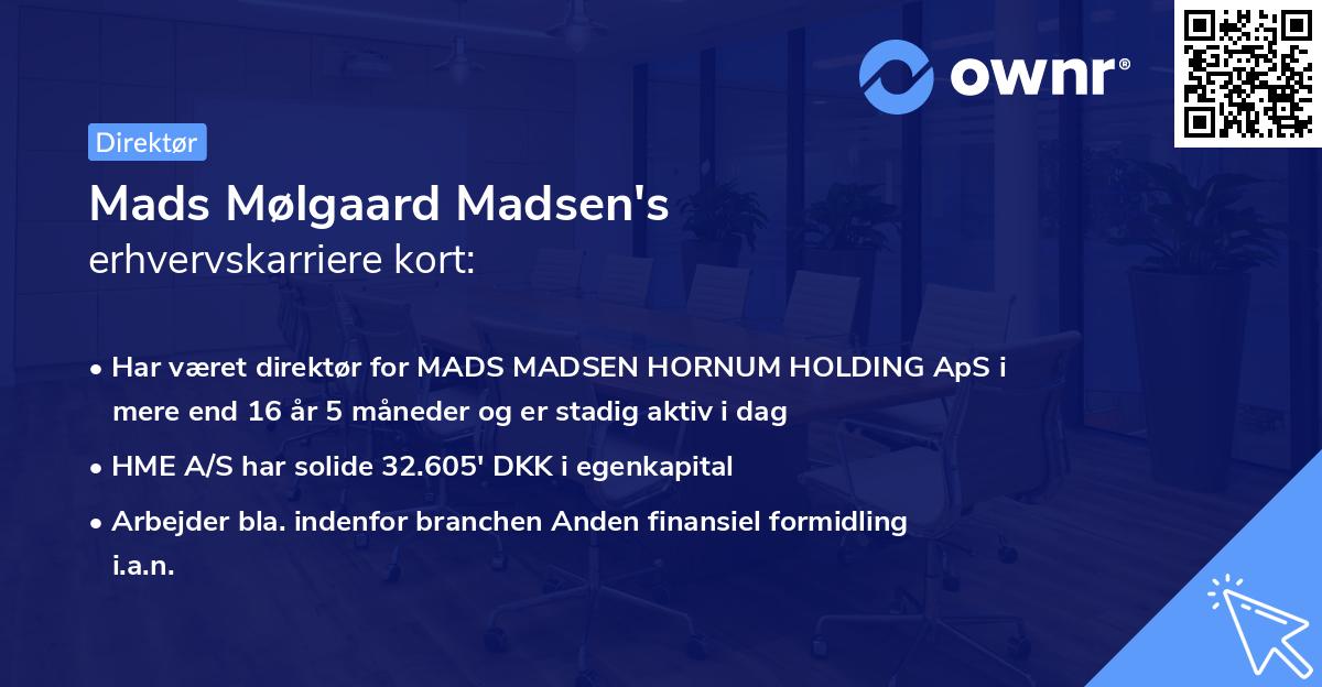 Mads Mølgaard Madsen's erhvervskarriere kort