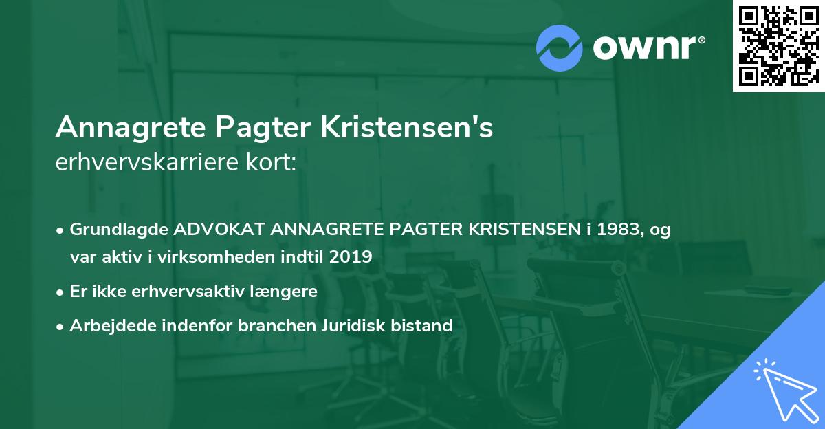 Annagrete Pagter Kristensen's erhvervskarriere kort