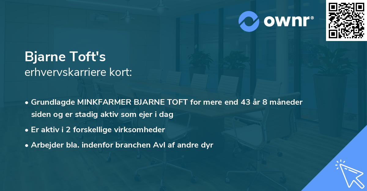 Bjarne Toft's erhvervskarriere kort