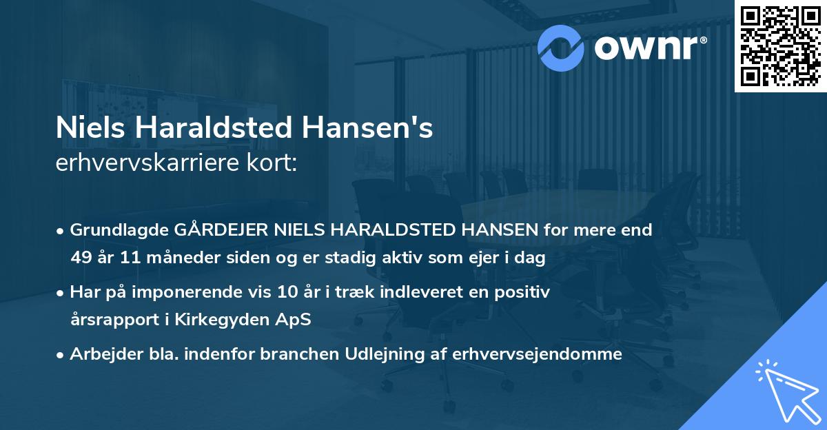 Niels Haraldsted Hansen's erhvervskarriere kort