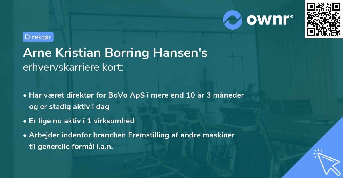 Arne Kristian Borring Hansen's erhvervskarriere kort
