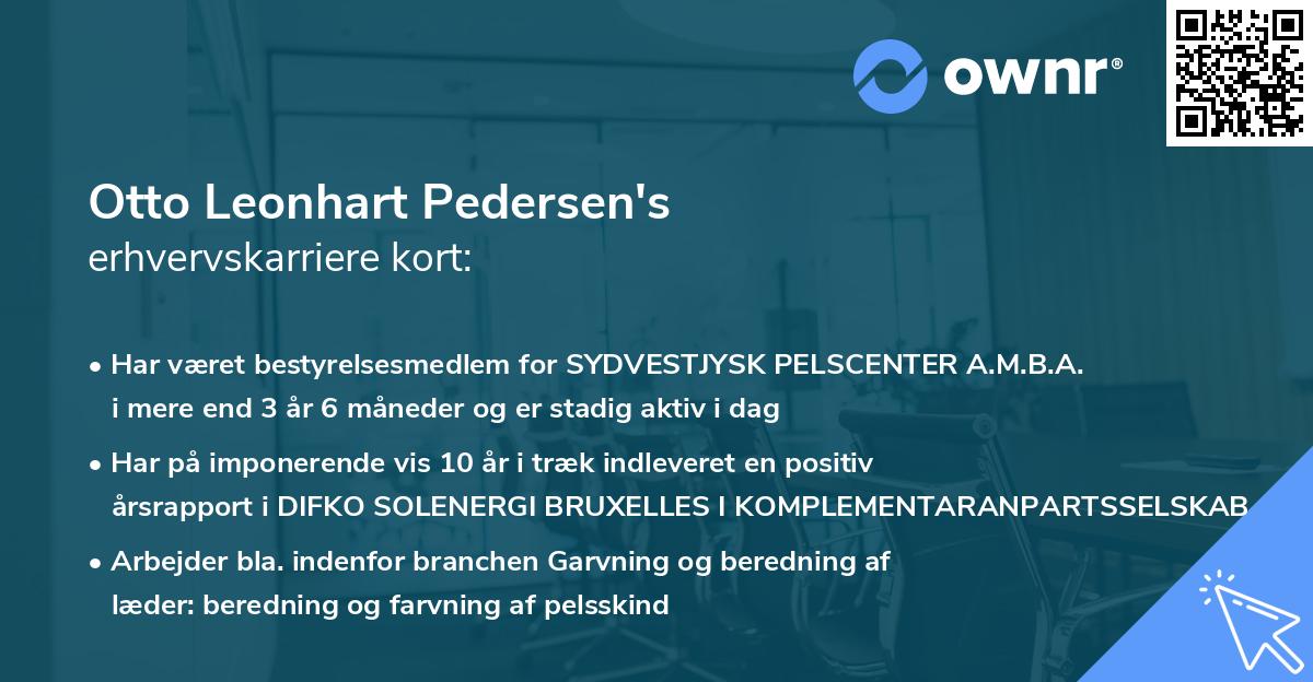 Otto Leonhart Pedersen's erhvervskarriere kort