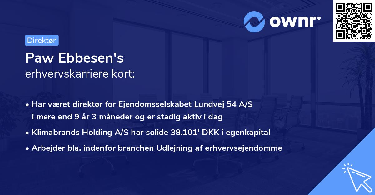 Paw Ebbesen's erhvervskarriere kort