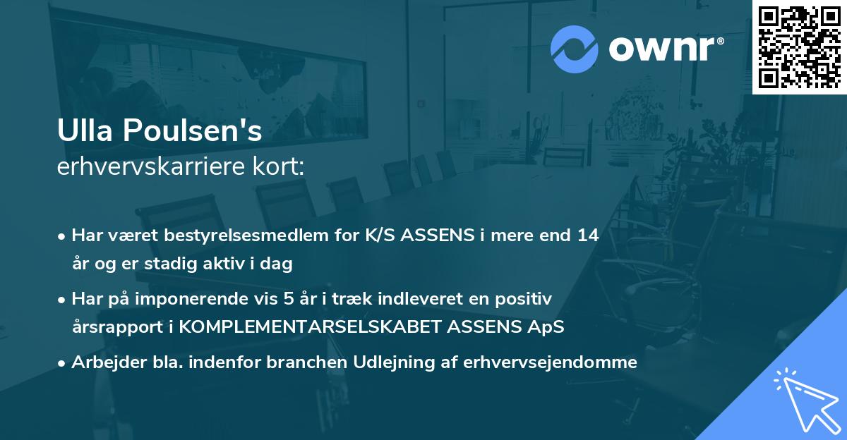 Ulla Poulsen's erhvervskarriere kort