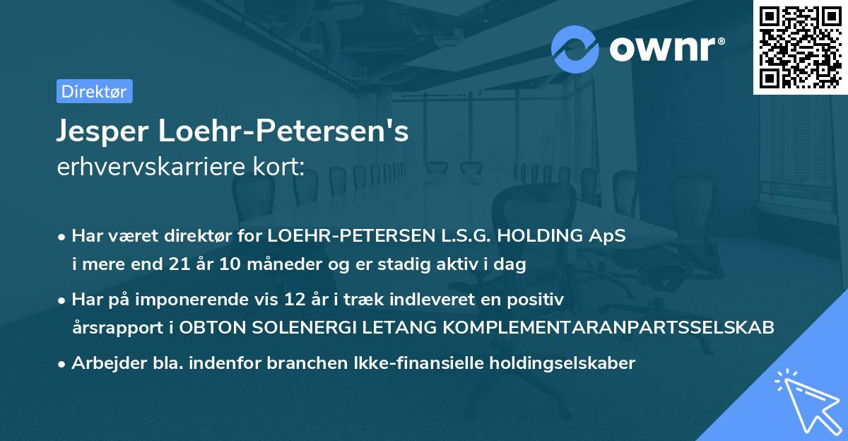 Jesper Loehr-Petersen's erhvervskarriere kort