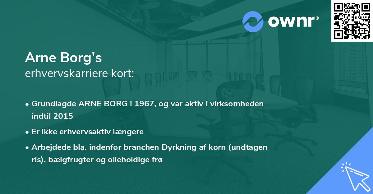 Arne Borg's erhvervskarriere kort