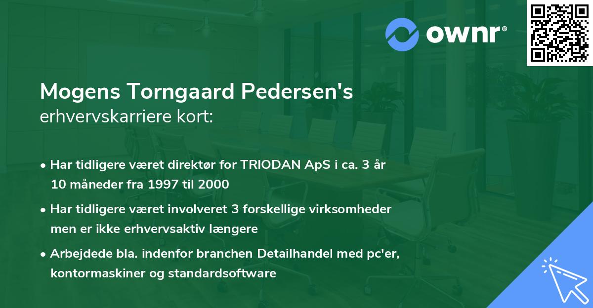 Mogens Torngaard Pedersen's erhvervskarriere kort