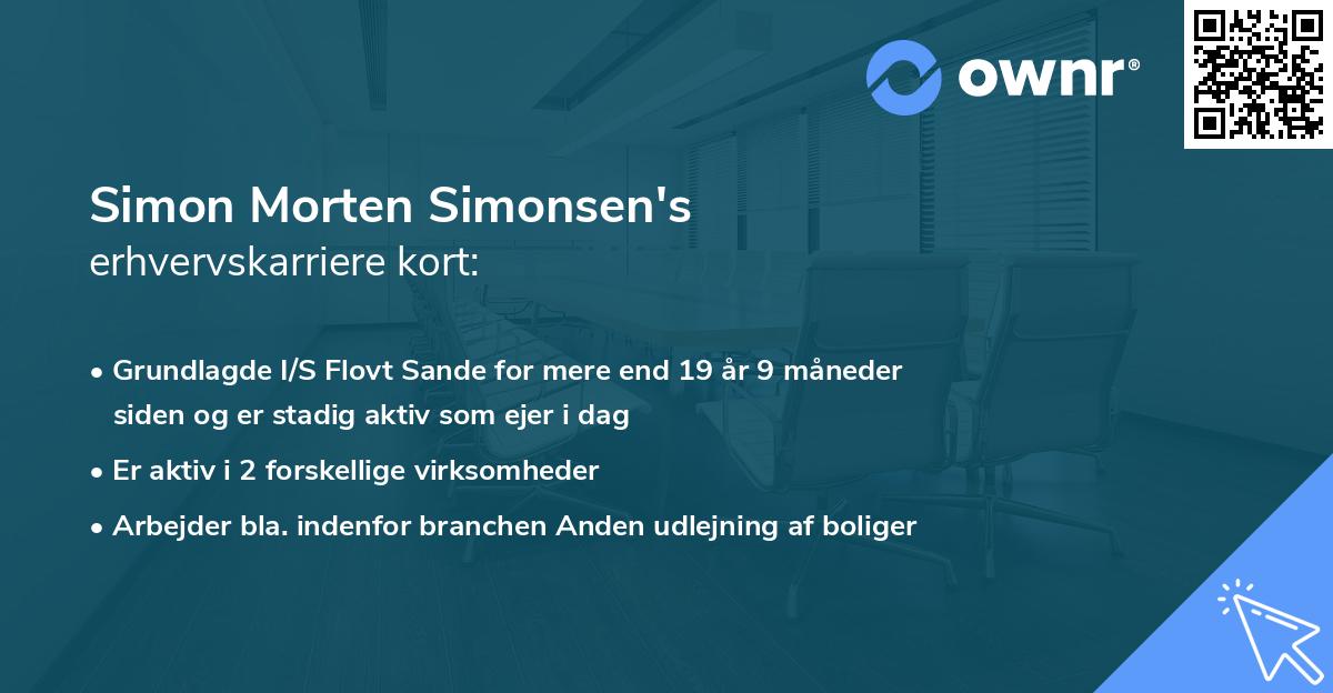 Simon Morten Simonsen's erhvervskarriere kort