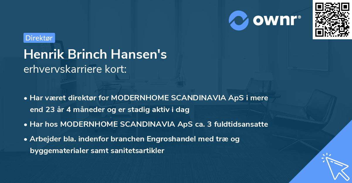Henrik Brinch Hansen's erhvervskarriere kort