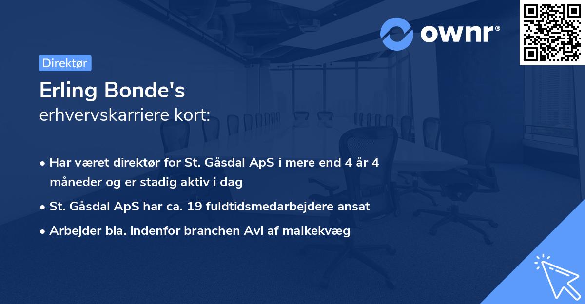 Erling Bonde's erhvervskarriere kort