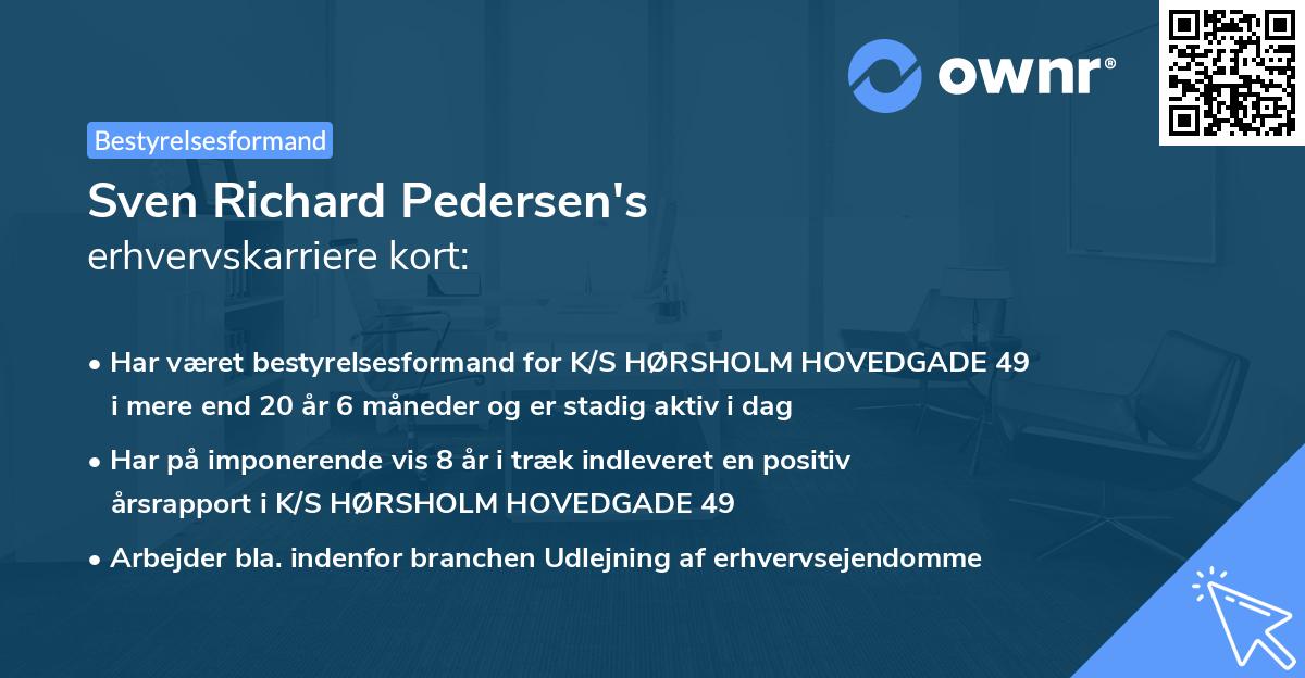 Sven Richard Pedersen's erhvervskarriere kort