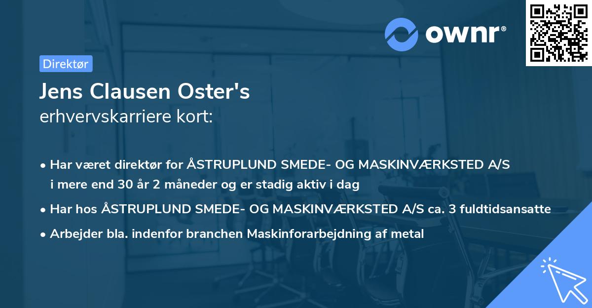 Jens Clausen Oster's erhvervskarriere kort