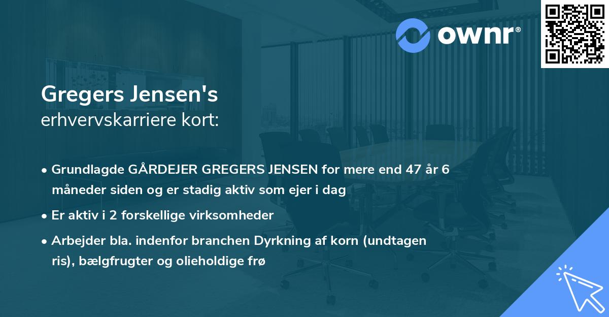 Gregers Jensen's erhvervskarriere kort