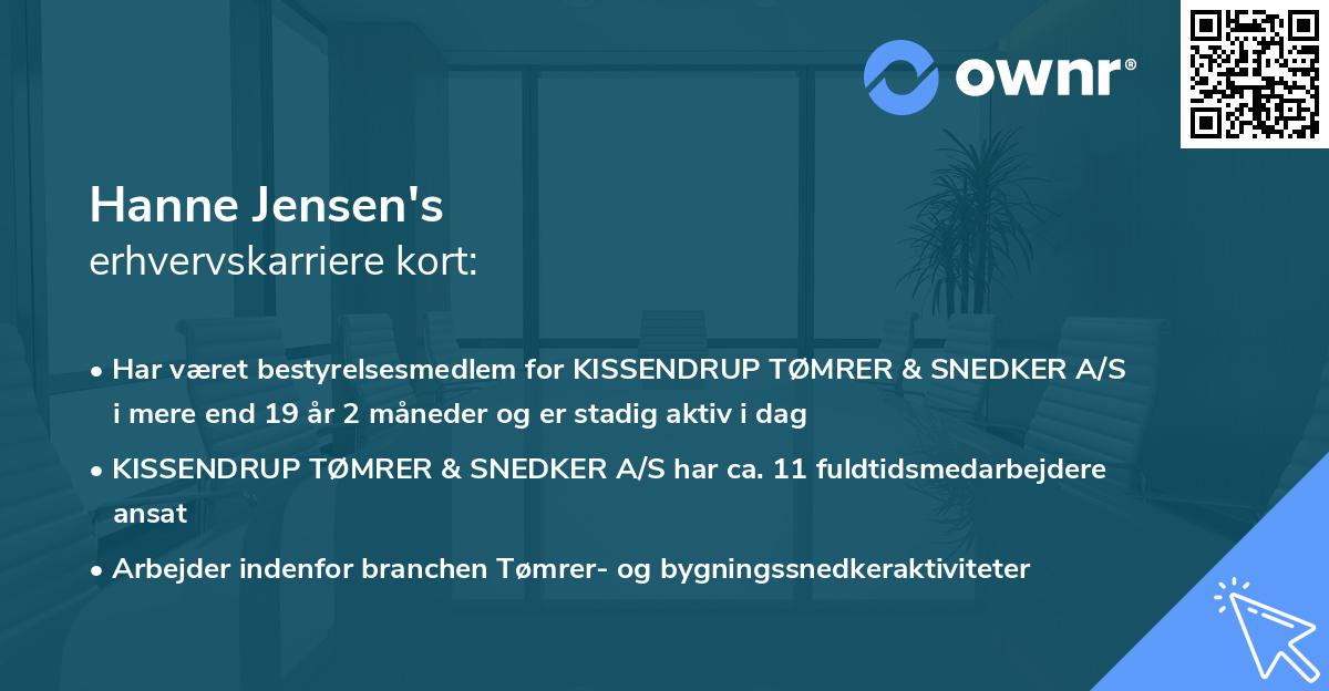 Hanne Jensen's erhvervskarriere kort
