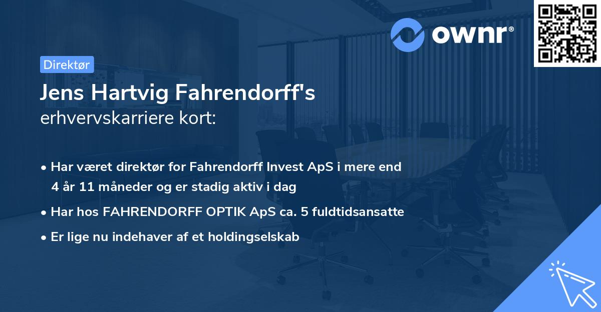 Jens Hartvig Fahrendorff's erhvervskarriere kort