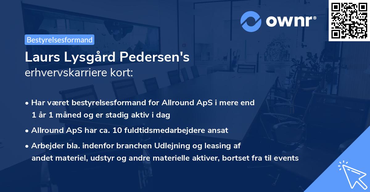 Laurs Lysgård Pedersen's erhvervskarriere kort