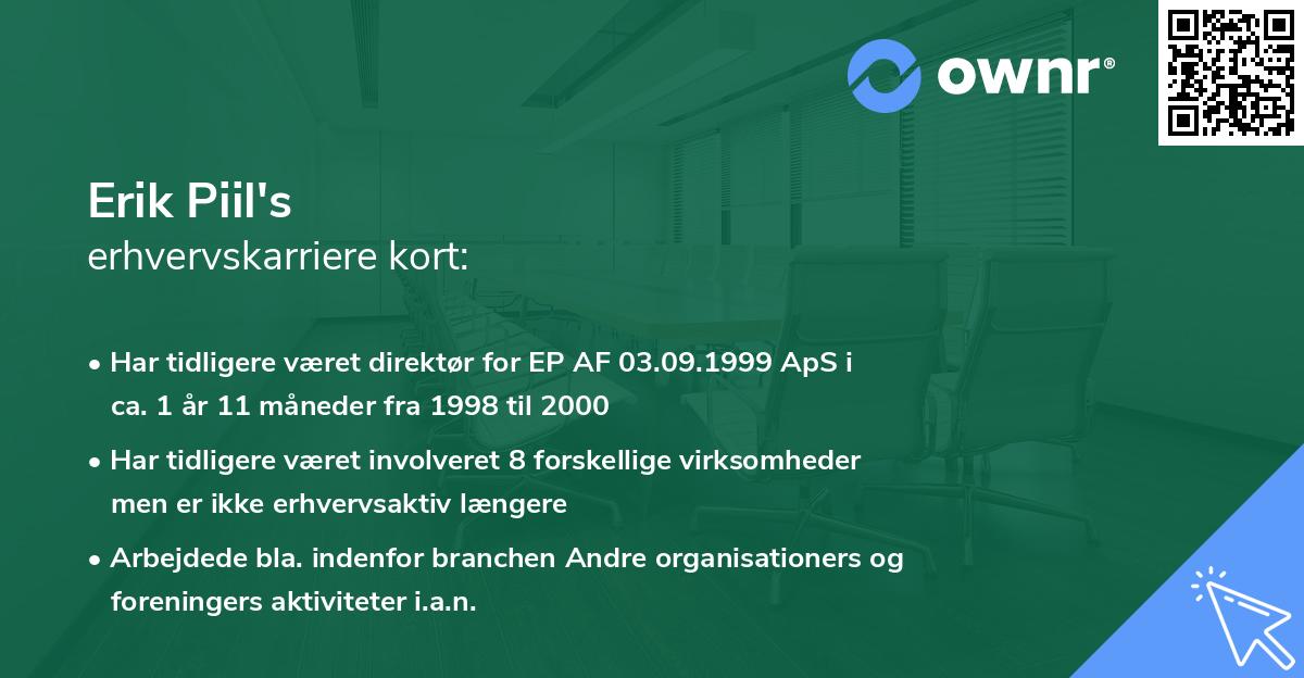 Erik Piil's erhvervskarriere kort