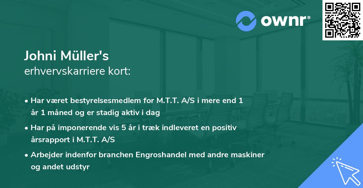 Johni Müller's erhvervskarriere kort
