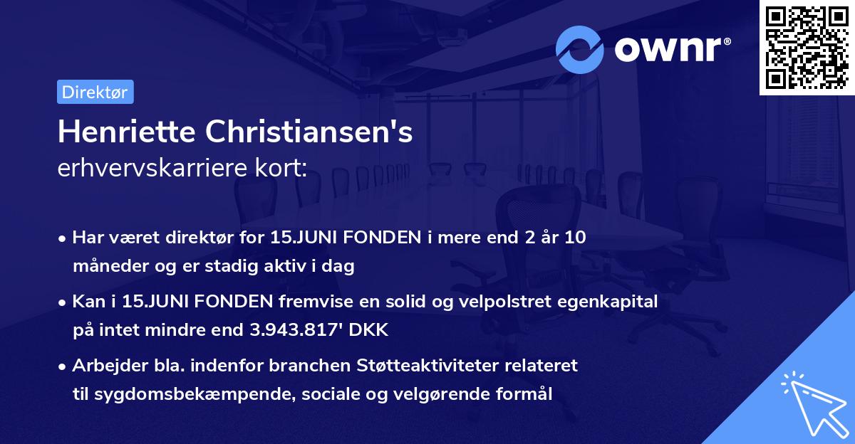 Henriette Christiansen's erhvervskarriere kort