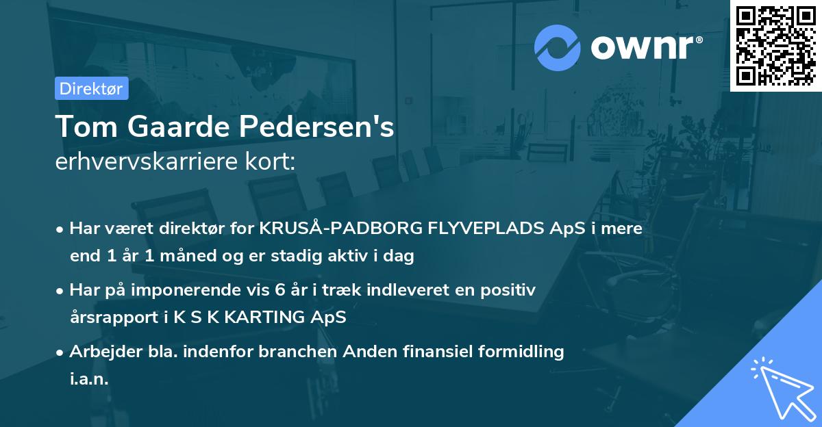 Tom Gaarde Pedersen's erhvervskarriere kort