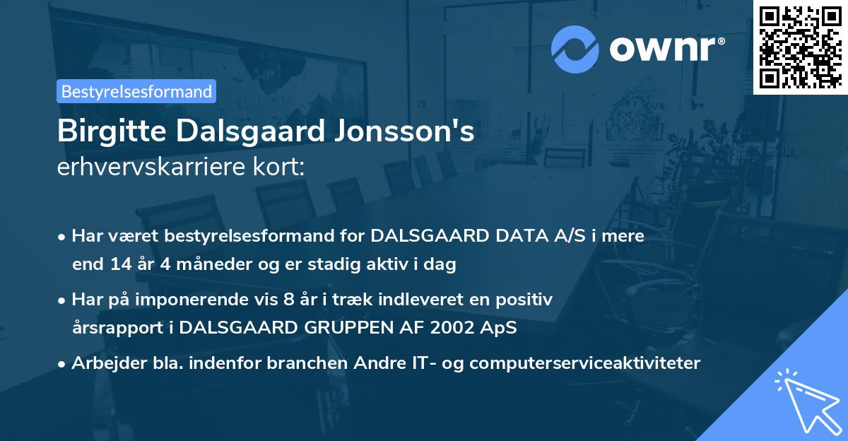 Birgitte Dalsgaard Jonsson's erhvervskarriere kort