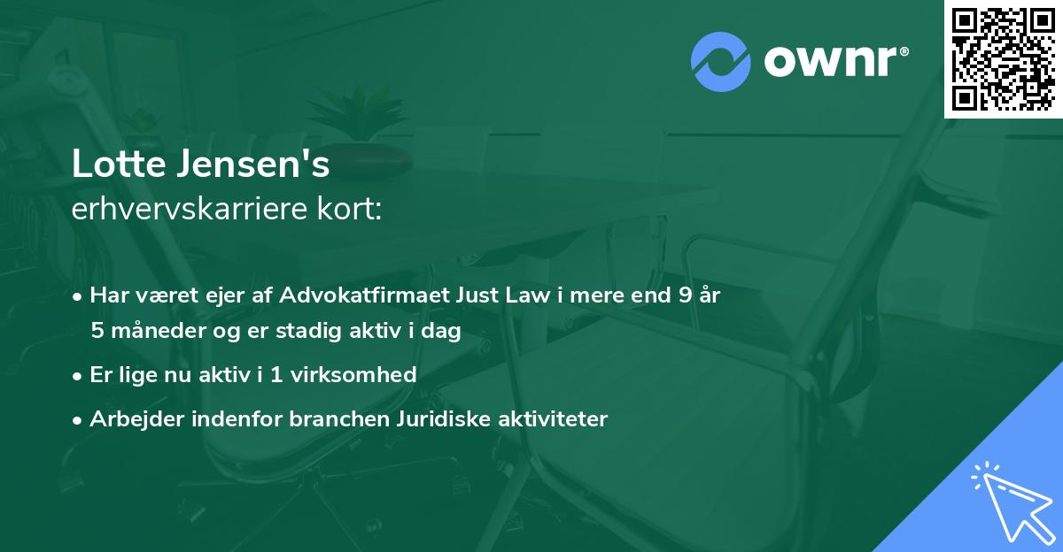 Lotte Jensen's erhvervskarriere kort