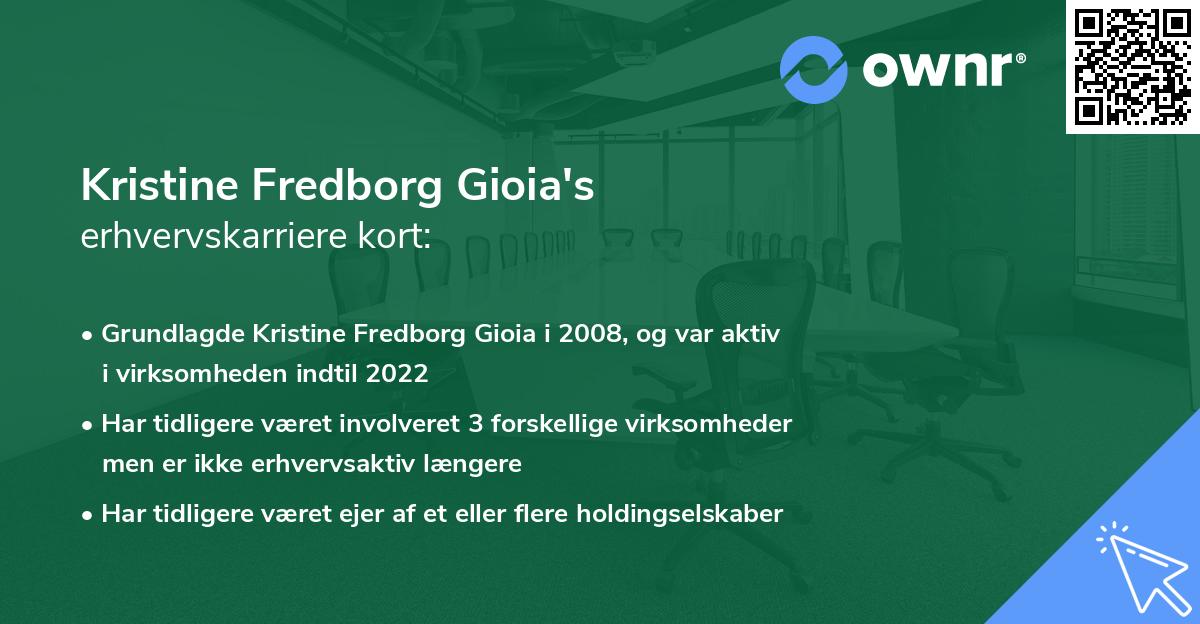 Kristine Fredborg Gioia's erhvervskarriere kort