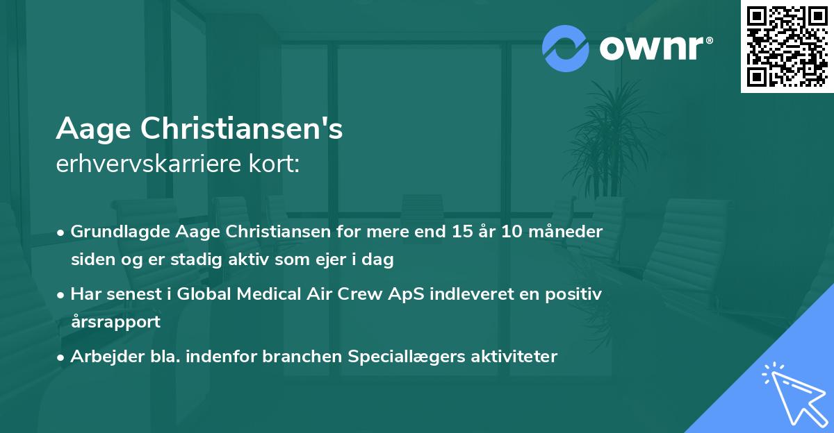 Aage Christiansen's erhvervskarriere kort