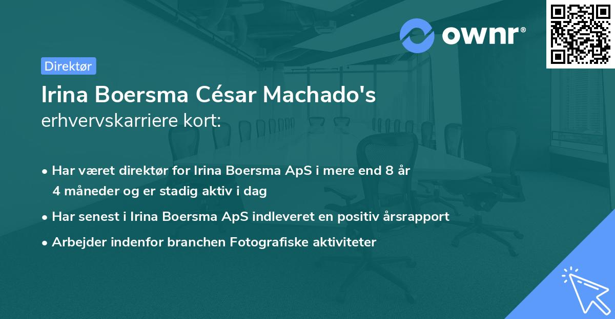 Irina Boersma César Machado's erhvervskarriere kort