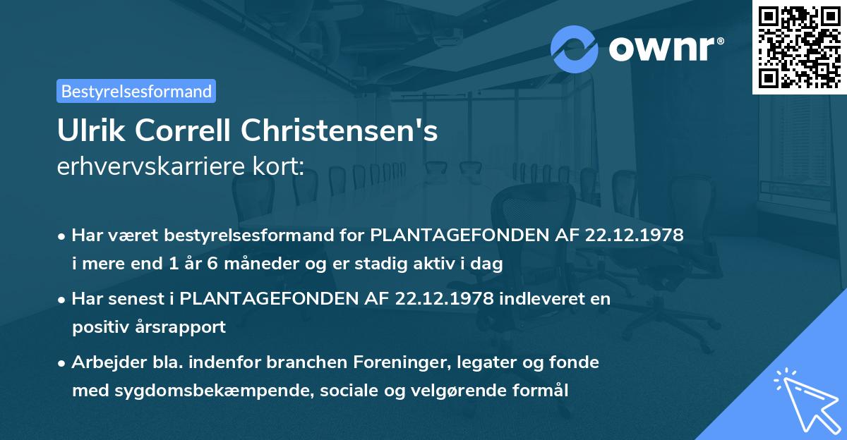 Ulrik Correll Christensen's erhvervskarriere kort