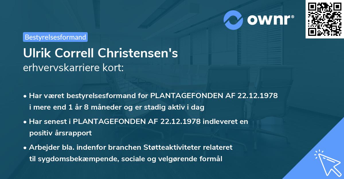 Ulrik Correll Christensen's erhvervskarriere kort