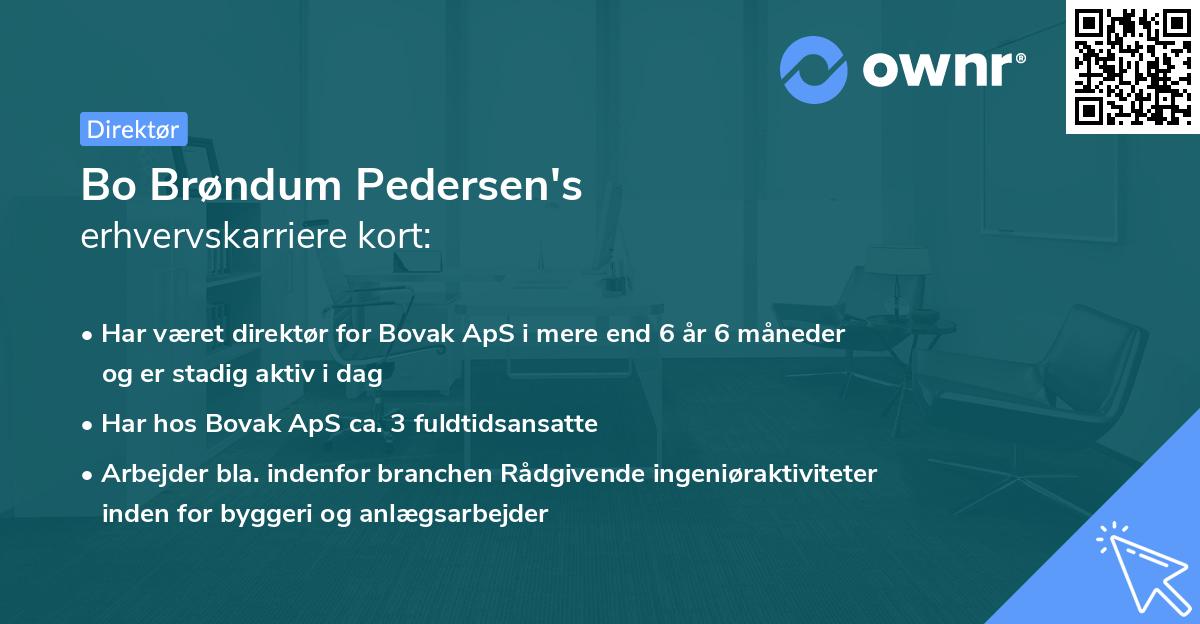 Bo Brøndum Pedersen's erhvervskarriere kort