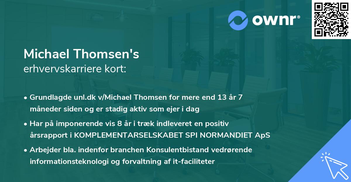 Michael Thomsen's erhvervskarriere kort