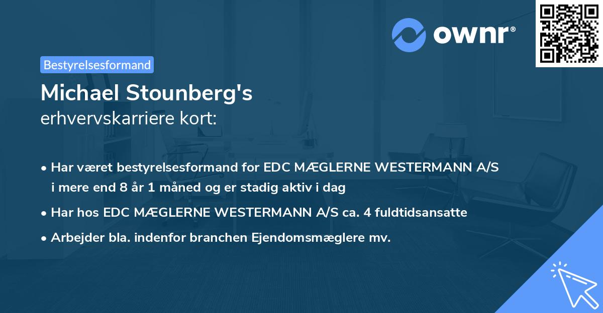 Michael Stounberg's erhvervskarriere kort