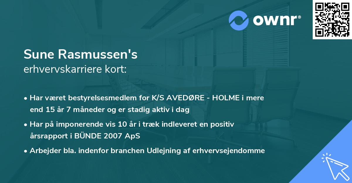 Sune Rasmussen's erhvervskarriere kort